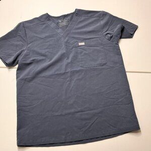Figs V Neck Scrub Top Size Medium Navy With Pocket - Pre Owned